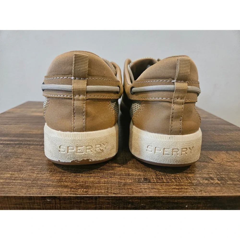 Sperry Mens Boat Shoes Tan Mesh Halyard‎ 2-Eye Coastal Preppy Size 7M